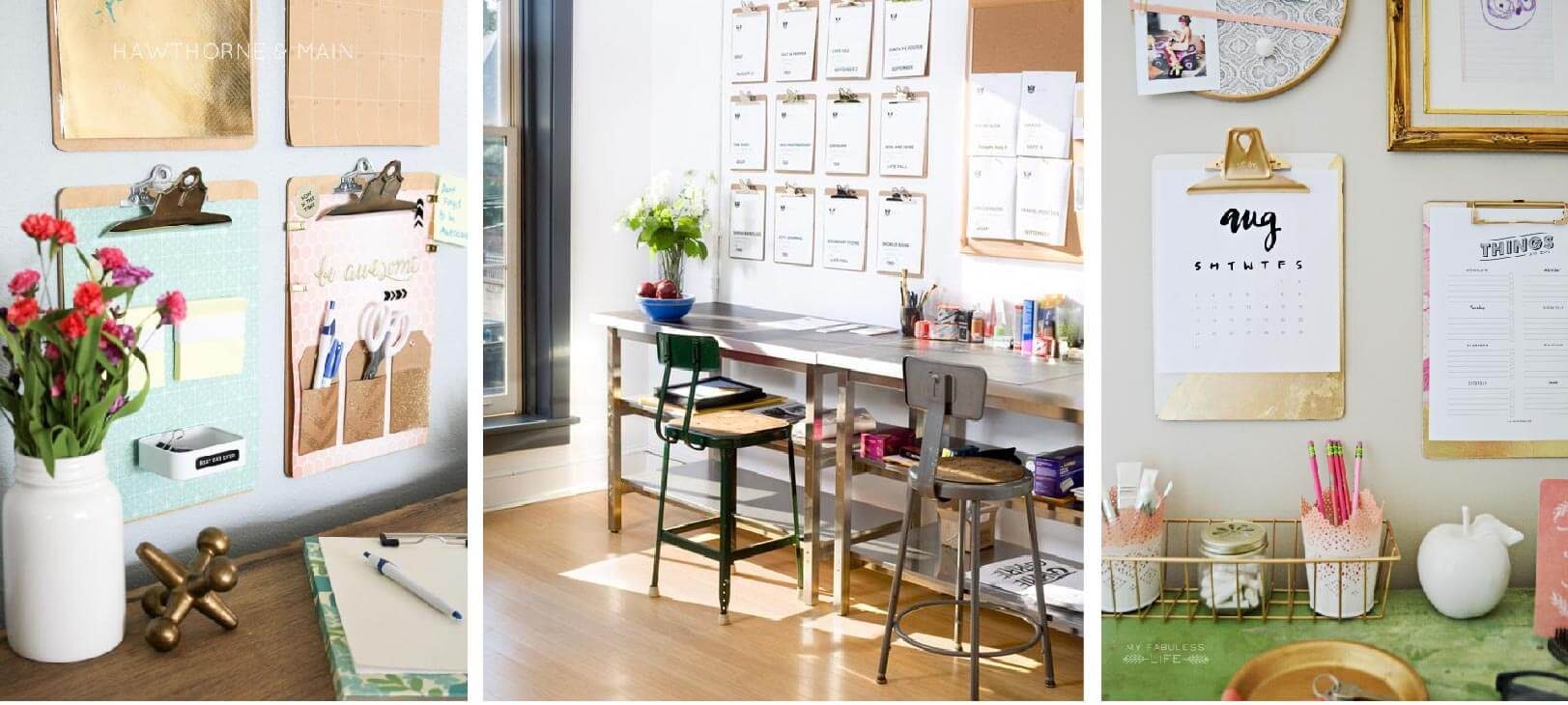 Image: Clipboard Memo, Clipboard Wall, Gold Clipboard Calendar