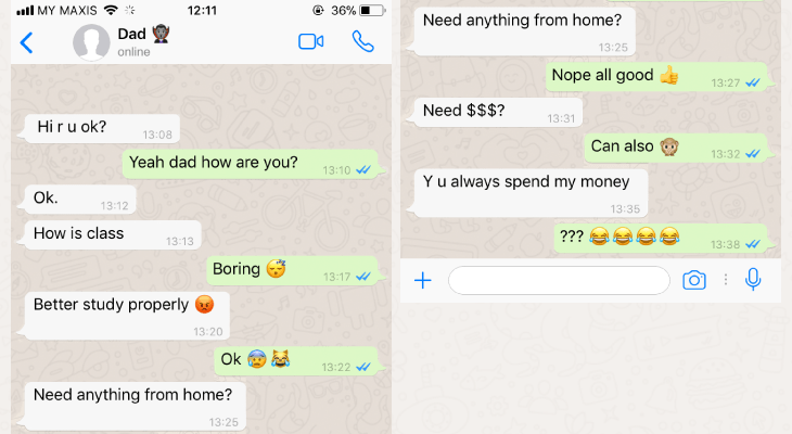 Text Conversations With Your Parents While At University - 1 The subtle “I need money” texts 2