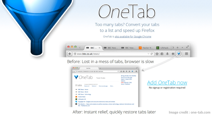Free productivity apps for students - 5 OneTab