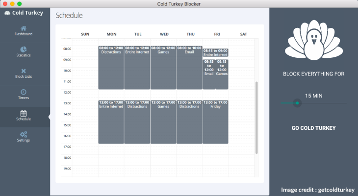 Free productivity apps for students - 7 Cold Turkey