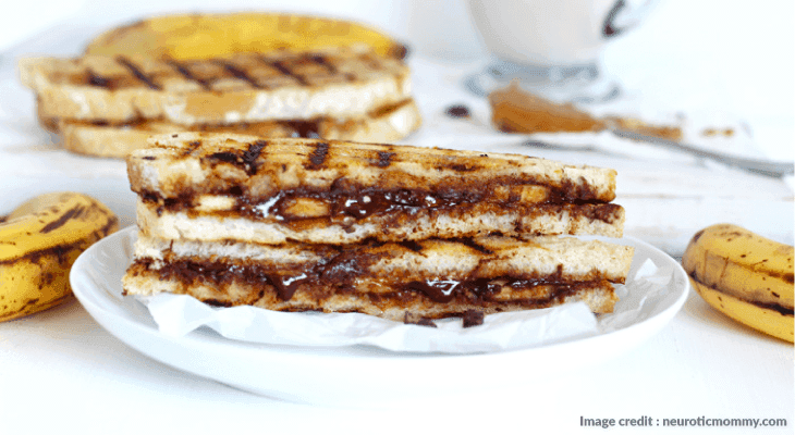 Feel-Good Recipes for Really Bad Chefs - 2 Grilled chocolate, banana and peanut butter toastie